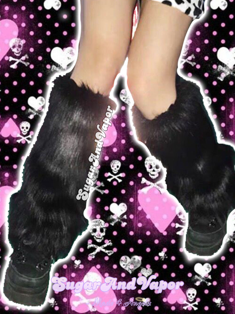 Layla Kawaii White Furry Leg Warmers-SOCKS & TIGHTS-SugarAndVapor