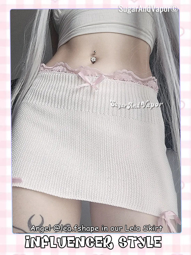 Leia Knitted Bowkonts Mini Skirt-Skirts-SugarAndVapor