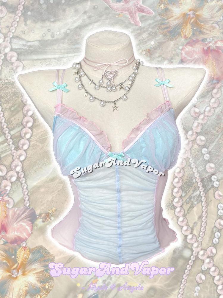 Lilah Ocean Mist Mesh Cami Top-TOPS-SugarAndVapor
