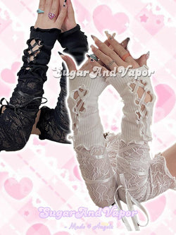 Liliana Lace-up Arm Warmers/Gloves-Gloves-SugarAndVapor