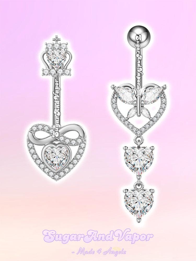 Lilianne Glimmer Heart Belly Rings Duo-Belly Ring-SugarAndVapor
