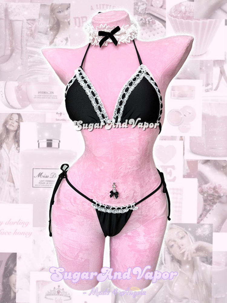 Lilura Dark Doll Lace Deco Sexy Bikini Set-Swimsuits-SugarAndVapor