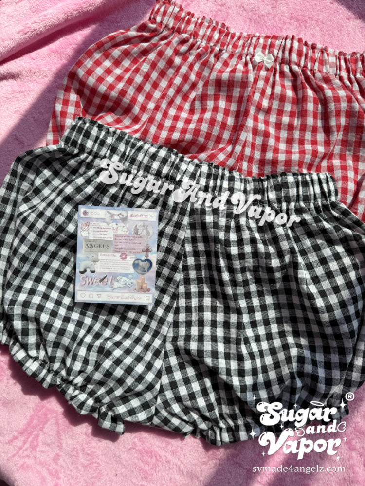 Lottie Rae Checked Homewear Shorts-Skirts-SugarAndVapor