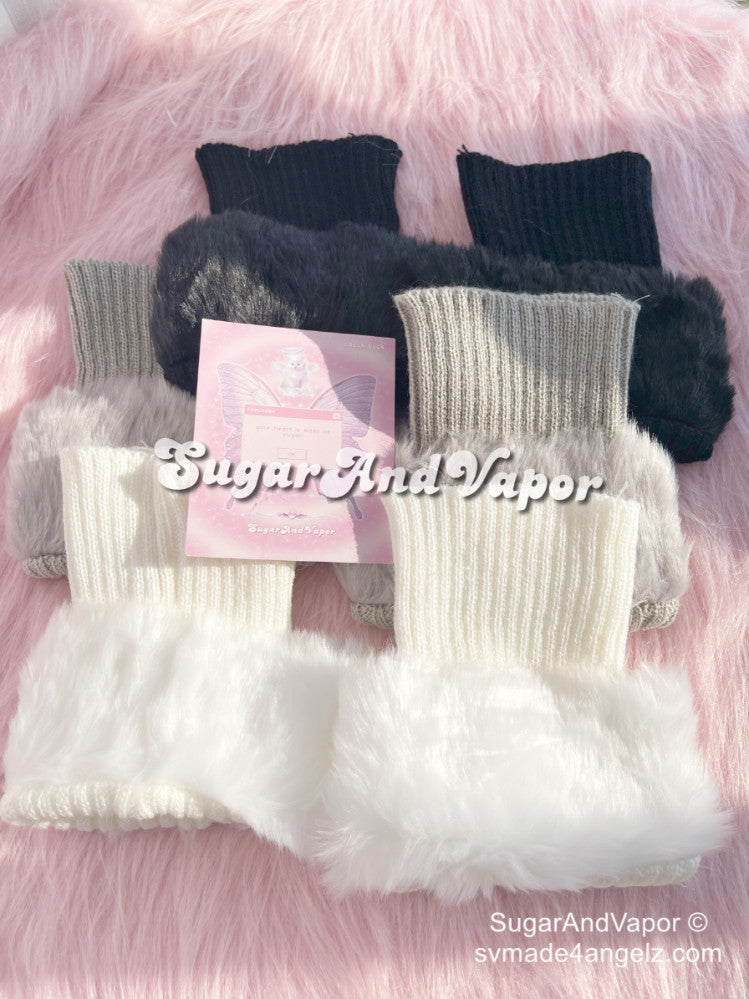 Lucia Snow Furry Mini Leg Warmers-SOCKS & TIGHTS-SugarAndVapor