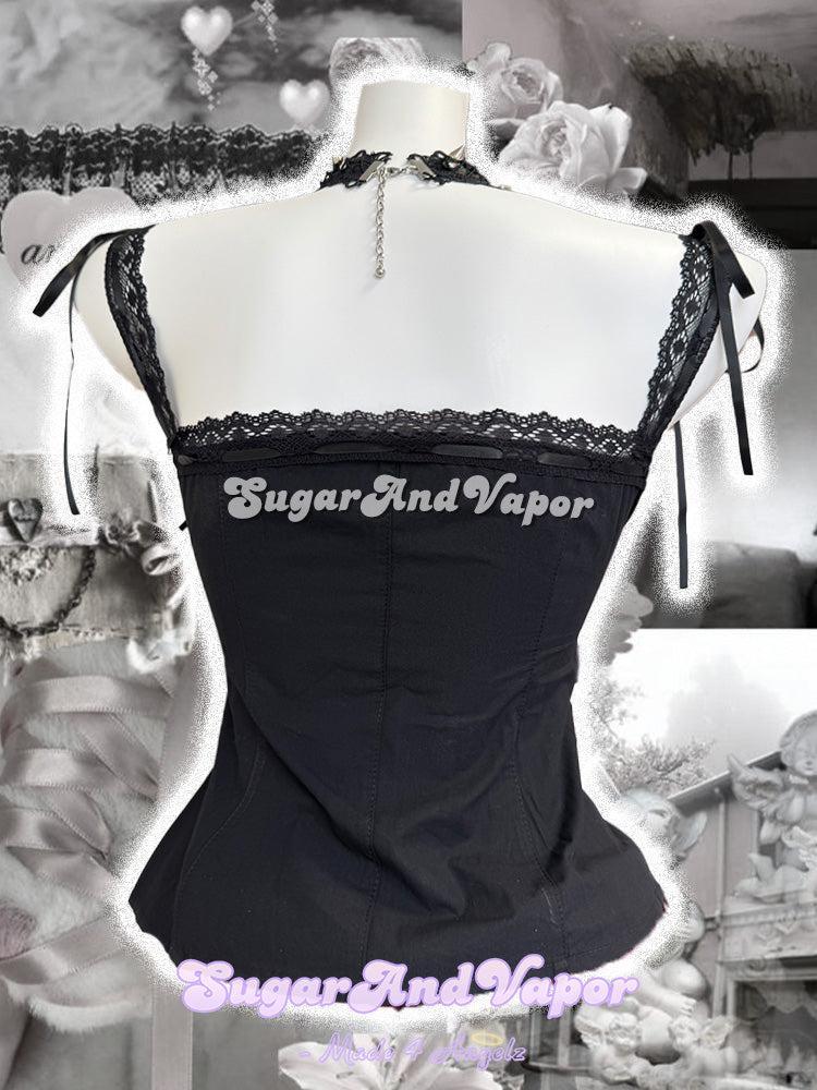 Lucienne Dark Coquette Pintuck Corset Top