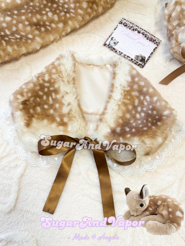 Lucina Fawn Woodland Lace Furry Collar-Hats-SugarAndVapor