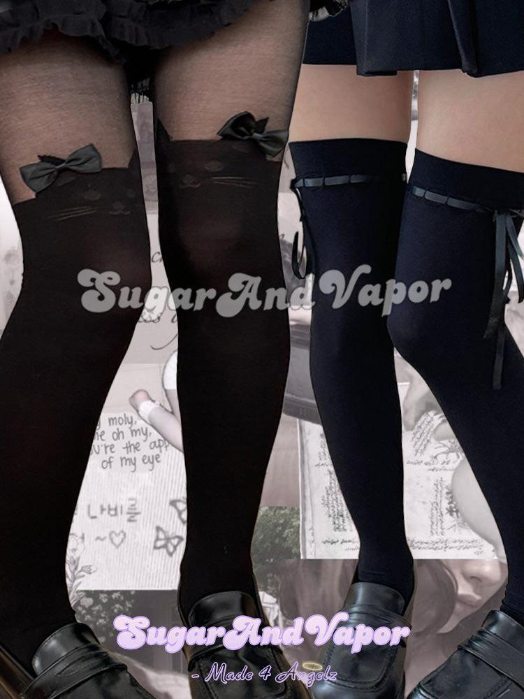 Lulu Coquette Bows Thigh-High & Tights Duo-SOCKS & TIGHTS-SugarAndVapor