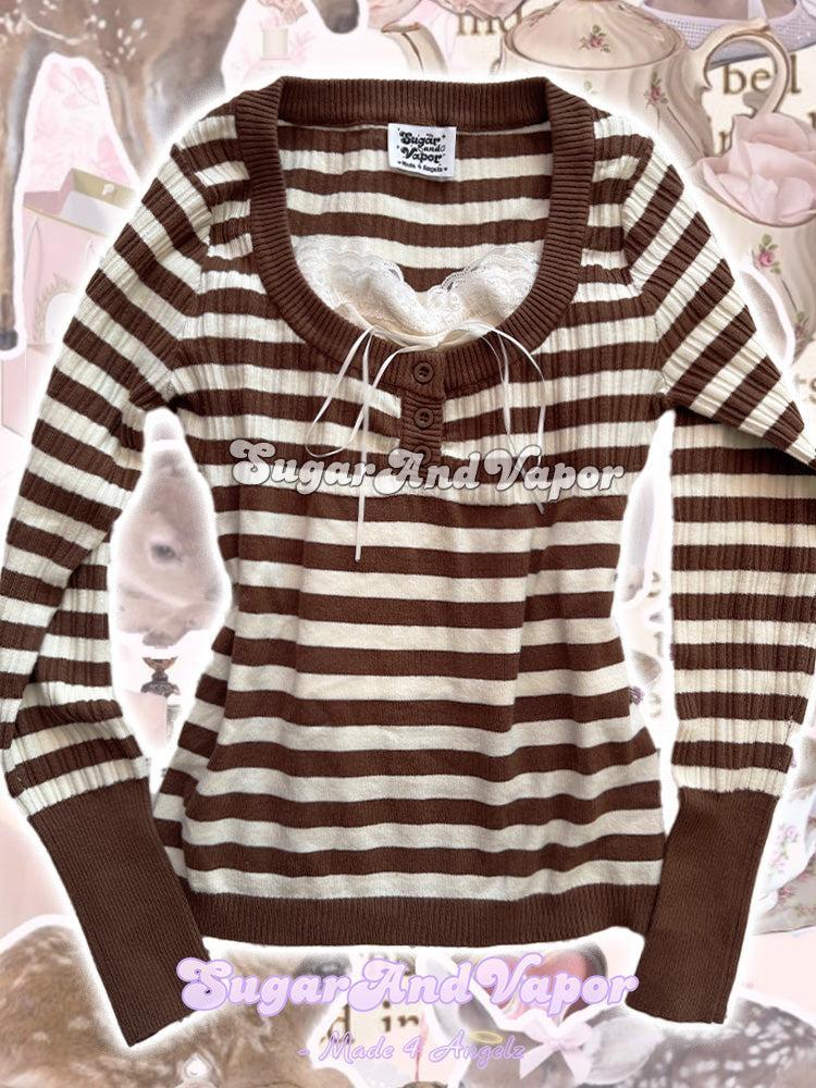 Lumière Milk Cocoa Brown Sweater + Lace Cami Set-TOPS-SugarAndVapor