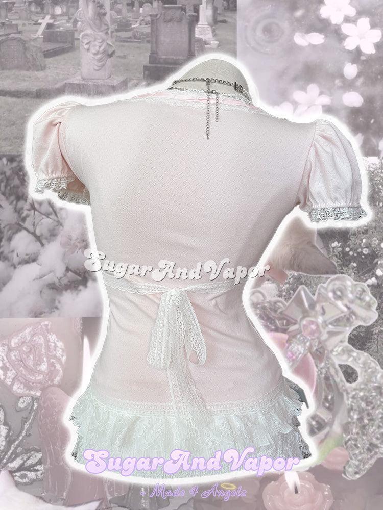 Mariana Pink Jacquard Lace Top + Holly Corset-TOPS-SugarAndVapor