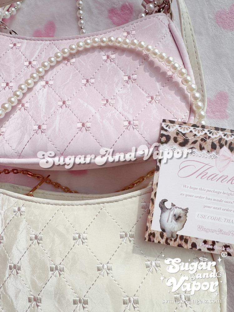 Marina Bow Embroidery Coquette Shouler Bag-BAGS-SugarAndVapor