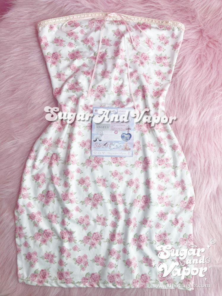Matilda Floral Lace-up Tube Dress-DRESSES-SugarAndVapor