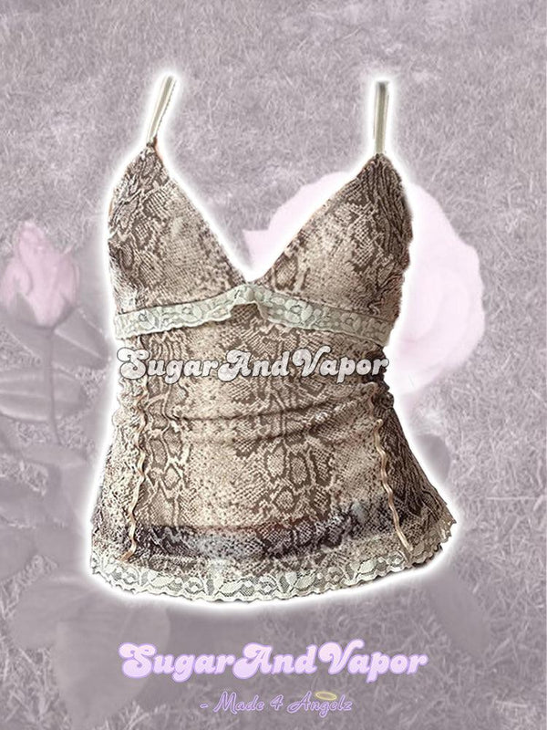 Medusa Snakeskin Lace Cami Top-TOPS-SugarAndVapor