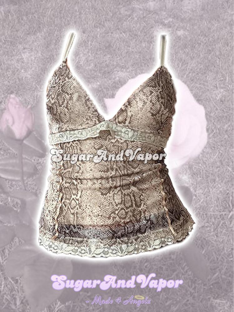 Medusa Snakeskin Lace Cami Top-TOPS-SugarAndVapor