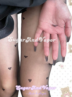 Mila Heart Jacquard Sheer Pantyhose Tights-SOCKS & TIGHTS-SugarAndVapor