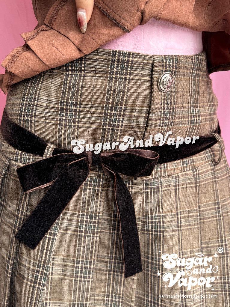 Milana Chocolate Plaid Pleated Mini Skirt-Skirts-SugarAndVapor