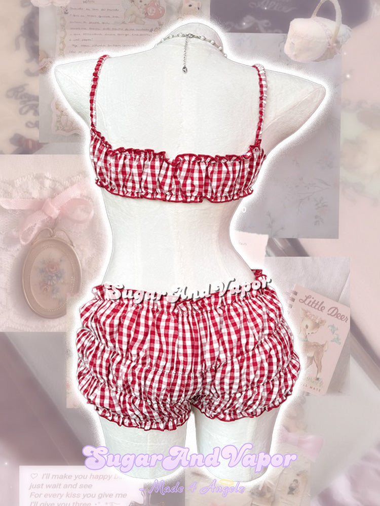 Millie Cherry Pie Gingham Top+Short Set-TOPS-SugarAndVapor