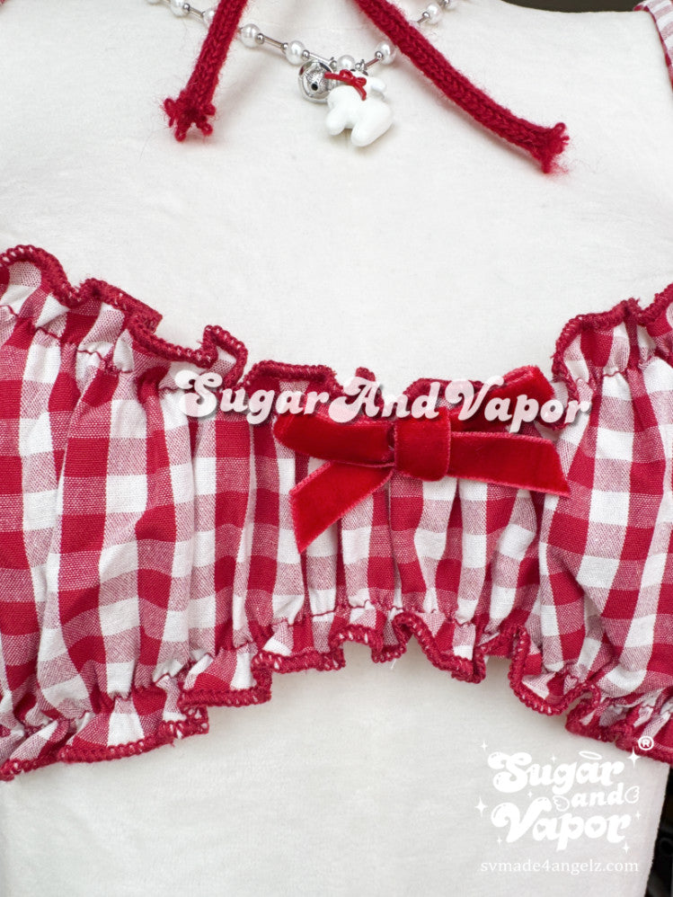 Millie Cherry Pie Gingham Top+Short Set-TOPS-SugarAndVapor