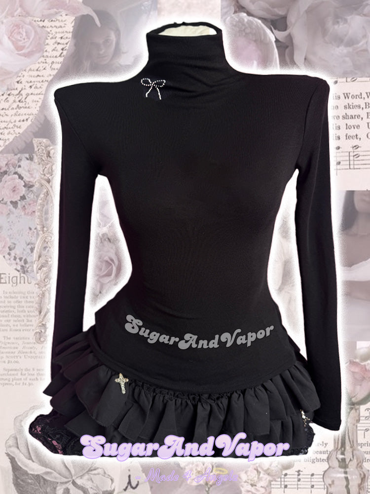 Mimi TENCEL™ Bling Deco Basic Turtleneck Top-TOPS-SugarAndVapor