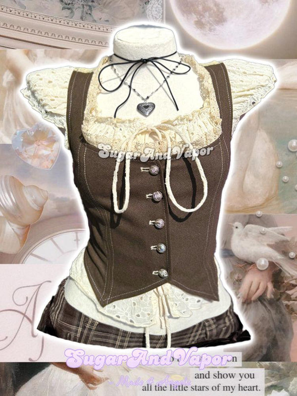 Moonlit Manor Ensemble Corset Vest Set-TOPS-SugarAndVapor