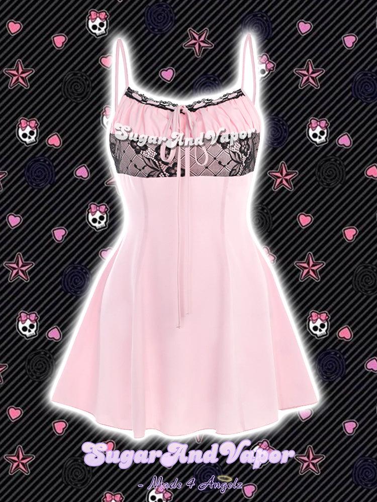 Morgana Black Lace Patch Flared Dress-DRESSES-SugarAndVapor