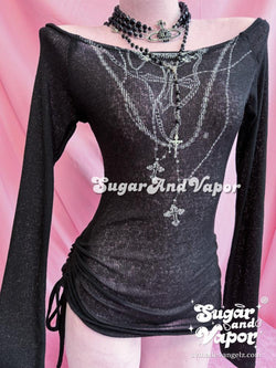 Morrigan Dark Cross Knit Dress Top-TOPS-SugarAndVapor