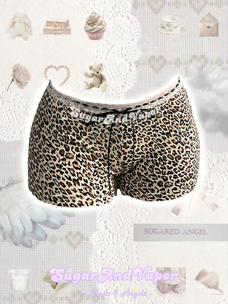 Nellie Leopard Black Ribbon Booty Shorts-Skirts-SugarAndVapor