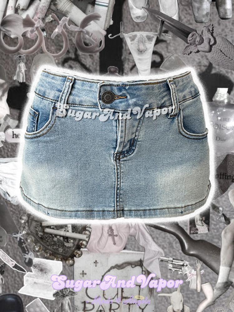 Nerissa Y2K Low-Rise Denim Micro Skirt-Skirts-SugarAndVapor