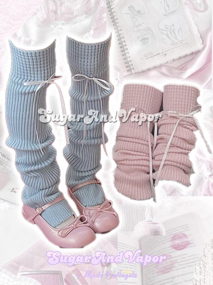 Netta Pastel Removable Ribbon Long Leg Warmers-SOCKS & TIGHTS-SugarAndVapor