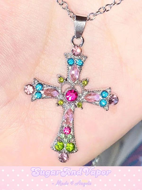 Neve Bling Cross Stainless Steel Necklace-NECKLACES-SugarAndVapor