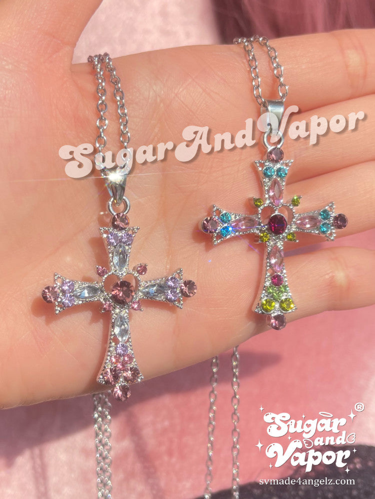 Neve Bling Cross Stainless Steel Necklace-NECKLACES-SugarAndVapor