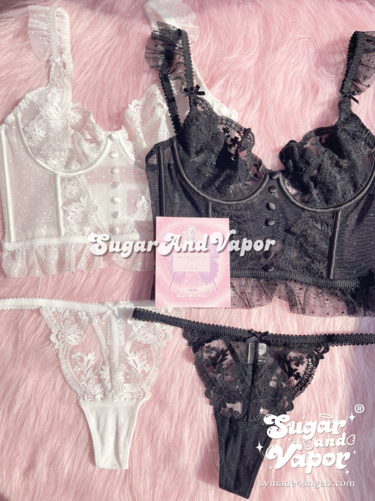 Noelle Lace Bustier Lingerie 2 Pcs Set-Lingeries-SugarAndVapor