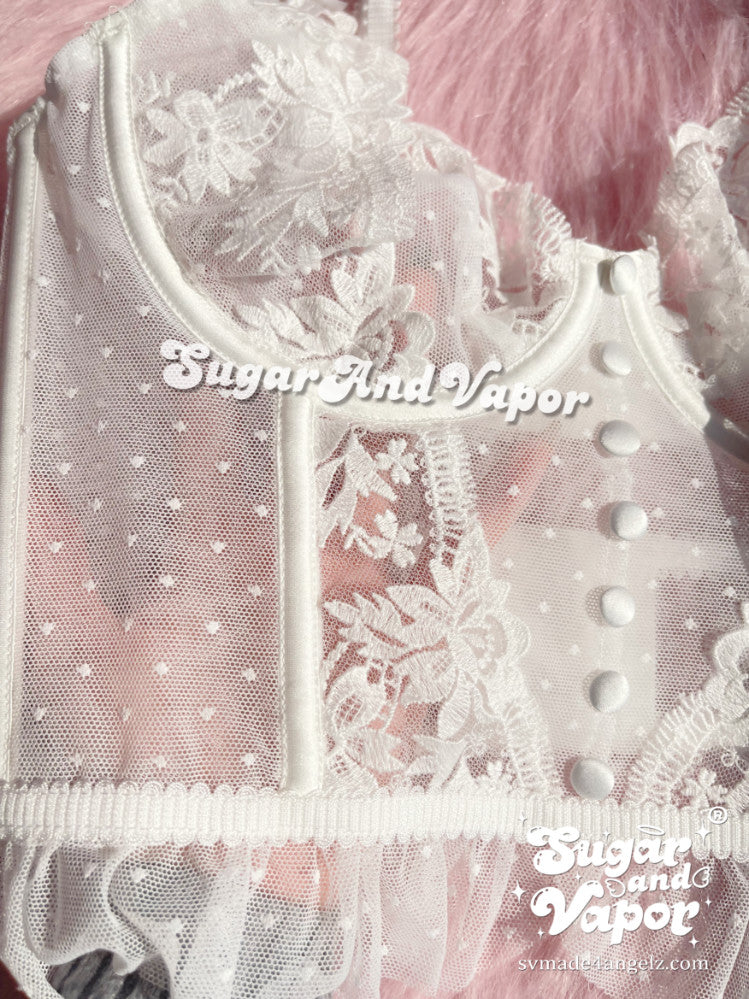 Noelle Lace Bustier Lingerie 2 Pcs Set-Lingeries-SugarAndVapor