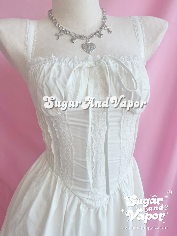 Noemie Coquette Bustier Flared Dress-DRESSES-SugarAndVapor