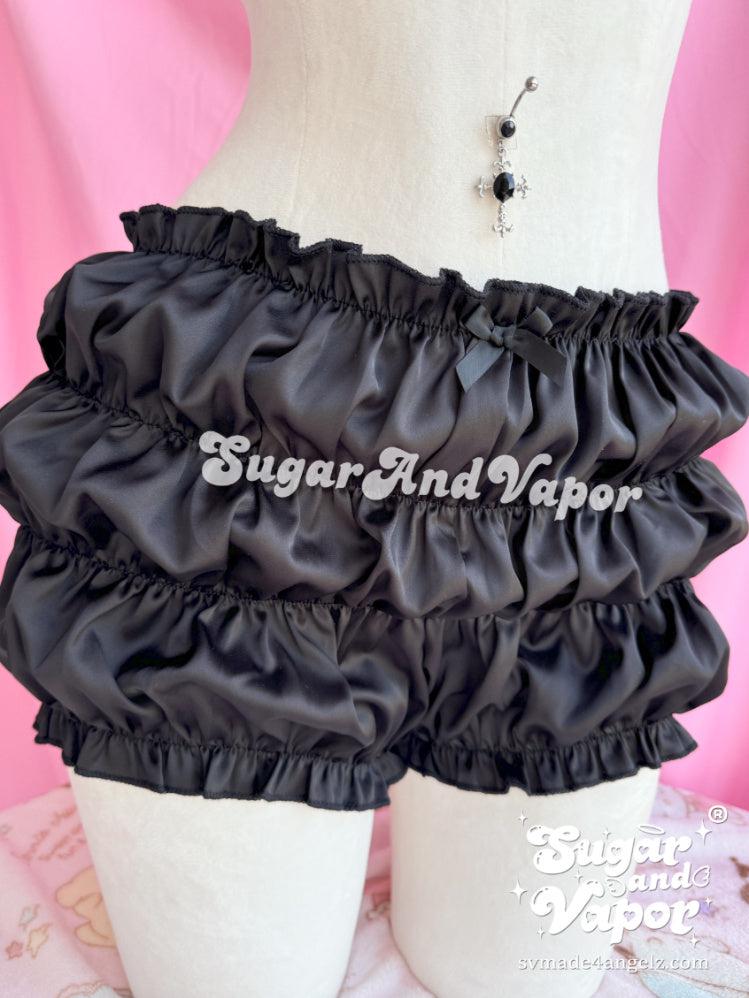 Noir Black Silky Demi Bra + Shorts Set-Shorts-SugarAndVapor