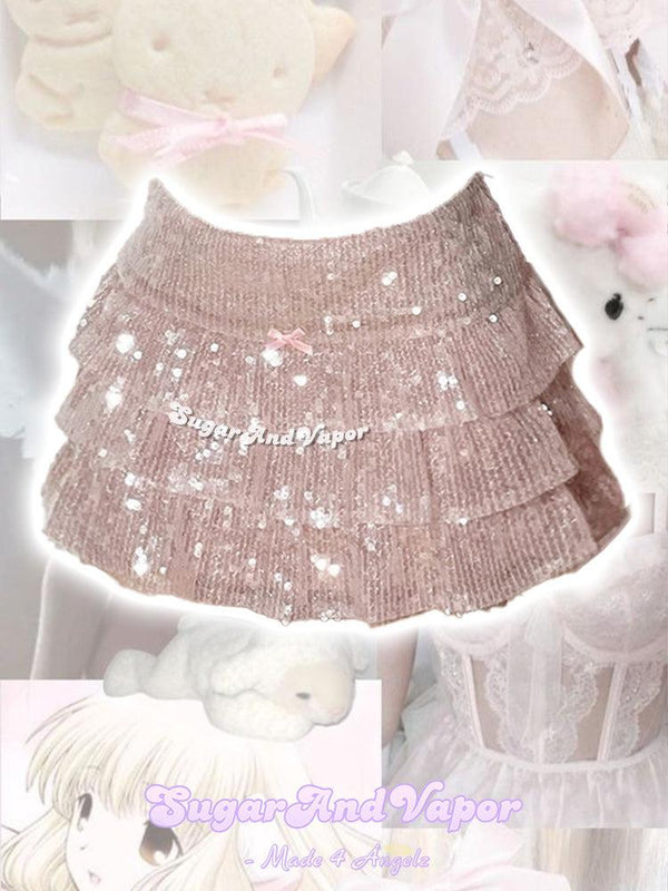 Odalys Bling Sequins Ruffle Mini Skirt-Skirts-SugarAndVapor