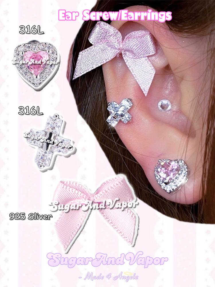 Ophira Bow Girly Ear Screw Coquette Earrings-EARRINGS-SugarAndVapor