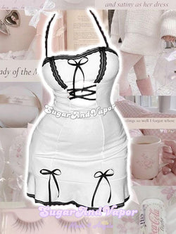 Orla Black Lace Patch Cute Dress-DRESSES-SugarAndVapor