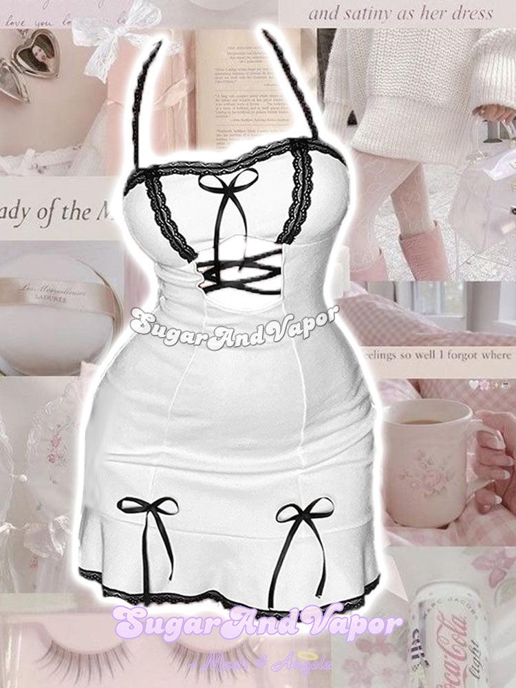 Orla Black Lace Patch Cute Dress-DRESSES-SugarAndVapor