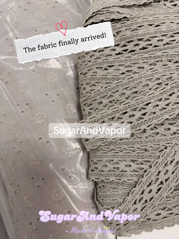Oveline Shadow Grey Eyelet Ruffle Blouse Top 2.0-TOPS-SugarAndVapor