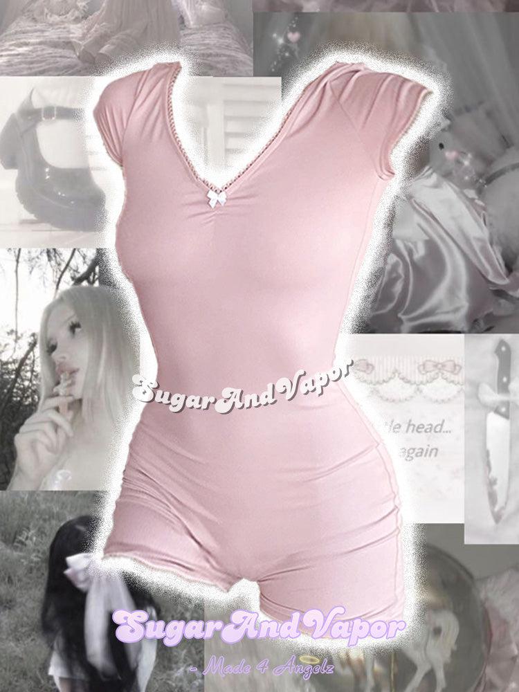 Peony Basic Coquette Pure Pink Romper-DRESSES-SugarAndVapor