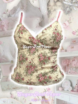 Petal Grace Romantic Floral Lace Strappy Top-TOPS-SugarAndVapor