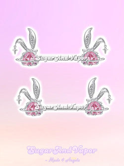 Pink Bunni Bling Gem Nipple Rings Set-Nipple Rings-SugarAndVapor