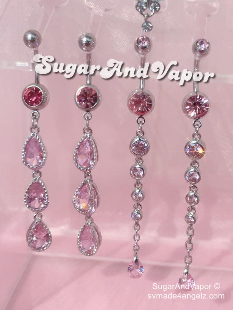 Pink Drop Overlength Belly Ring-Belly Ring-SugarAndVapor