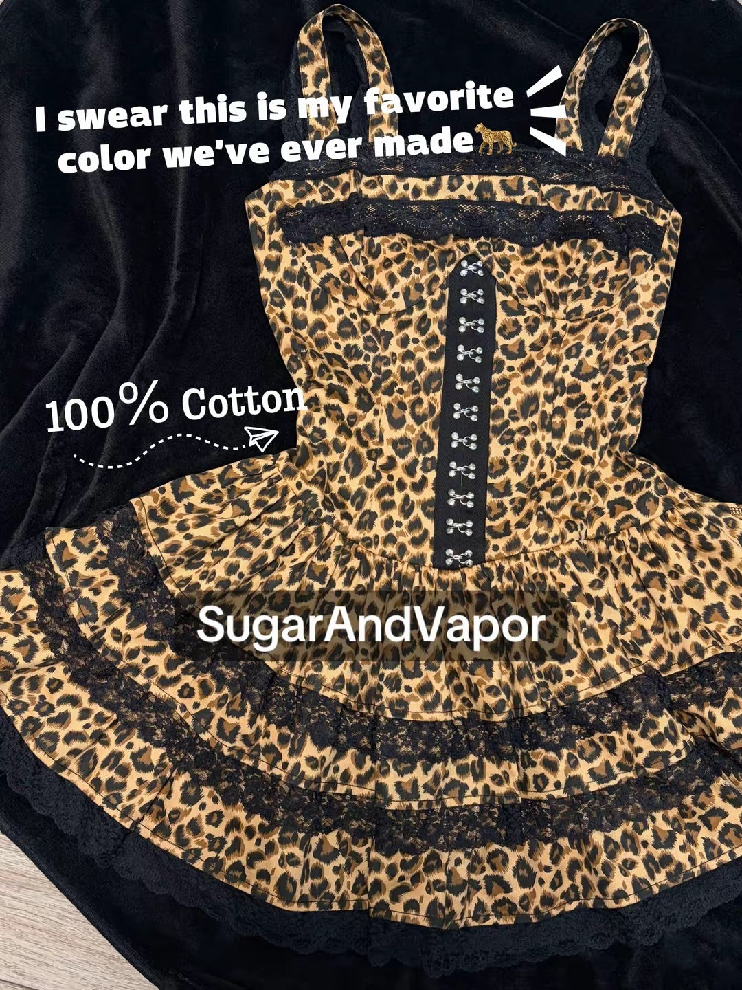 (Pre-order)Grunge Doll Cotton Leopard Lace Edition Flared Dress 4.0 (Three Layered Dress)-DRESSES-SugarAndVapor