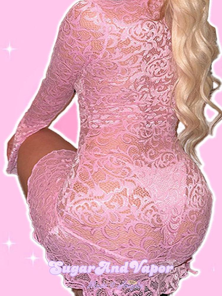 Ravena Sexy See-through Lace Cover Dress-SugarAndVapor
