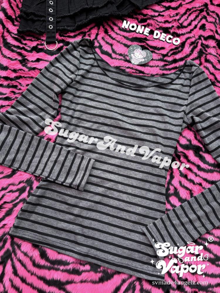 Ravyne Bling Skull Stripes Knit Top-TOPS-SugarAndVapor