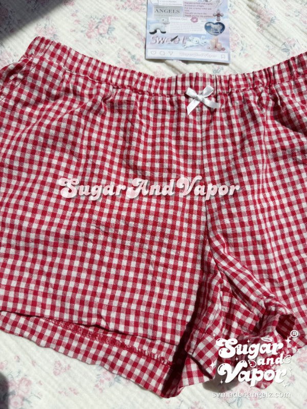 Red Girds Cotton Casual Boxers Shorts-Skirts-SugarAndVapor