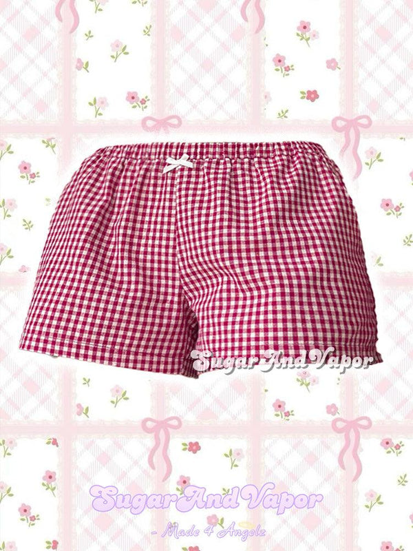 Red Girds Cotton Casual Boxers Shorts-Skirts-SugarAndVapor