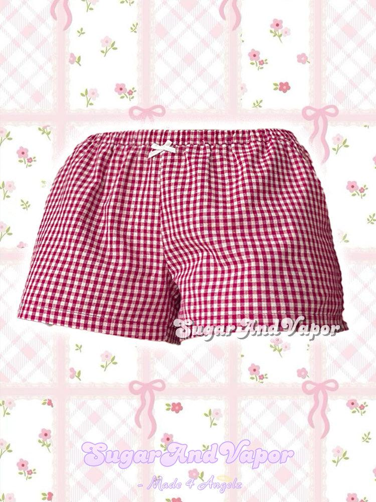 Red Girds Cotton Casual Boxers Shorts-Skirts-SugarAndVapor