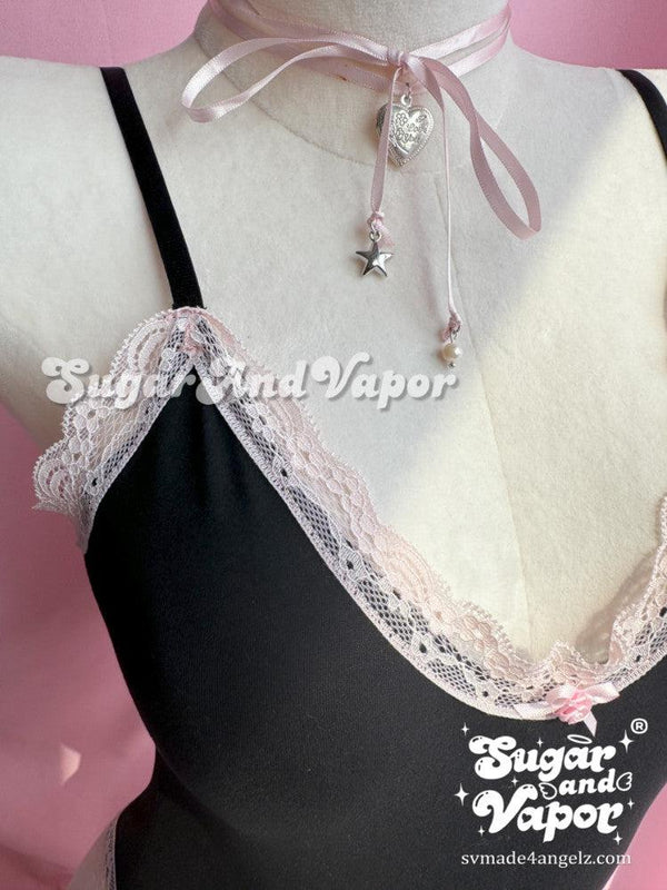 Rosalie Black Pink Ballet Bodysuit Top-TOPS-SugarAndVapor
